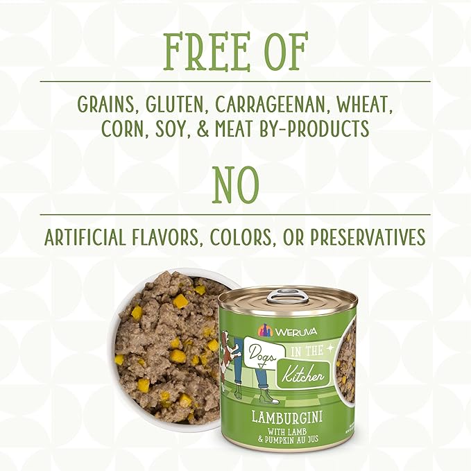 Weruva Dogs in The Kitchen, Lamburgini with Lamb & Pumpkin Au Jus Dog Food, 10oz Can (Pack of 12)