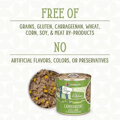 Weruva Dogs in The Kitchen, Lamburgini with Lamb & Pumpkin Au Jus Dog Food, 10oz Can (Pack of 12)