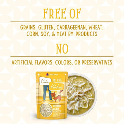 Weruva Cats in The Kitchen, Pumpkin Lickin' Chicken with Chicken Breast in Pumpkin Soup Cat Food, 3oz Pouch (Pack of 12)