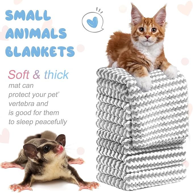 Moukeren 20Pcs Guinea Pig Fleece Bedding Blankets Bulk Washable Small Animal Fleece Cage Liners Pet Wash Cloth Sleeping Mat Cover for Hamster Chinchilla Rabbit Hedgehog(Light Gray, 14 x 30 Inch)