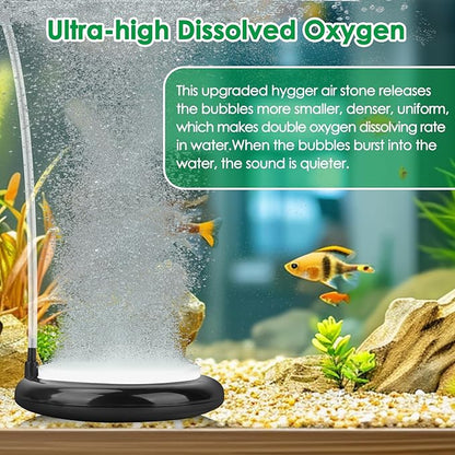 hygger Aquarium Air Stone Kit, Fish Tank Bubbler, Nano Furnace Flue Round Air Stone Disk Set for Hydroponics, Small Bubbles, Ultra-High Dissolved Oxygen Diffuser (4 Inch)