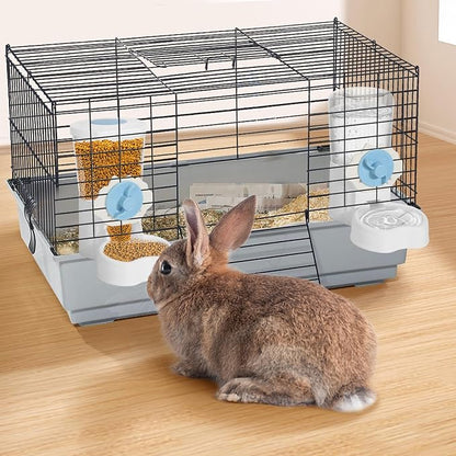 2 Pack Hanging Automatic Pet Food Water Dispenser, Auto Rabbit Feeder and Water Bottle Set for Cage, Food and Water Bowls for Cat Bunny Chinchilla Hedgehog Guinea Pig Ferret cage Accessories