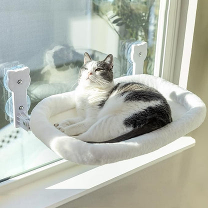 Cat Window Perch, Cat Window Hammock Soft and Comfortable Window Seat Bed with Washable Cover,Simple Install and Easy Clean Upgraded Suction Cups Hold up to 40lbs,Suitable for Window Width Over 24in