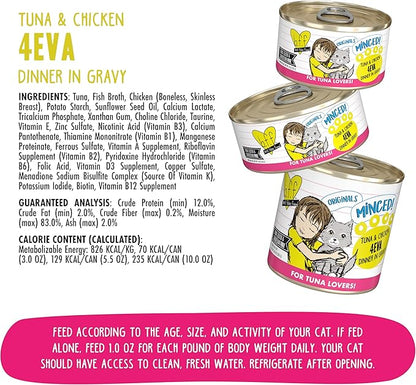 Weruva BFF Minced Natural Wet Cat Food, Tuna and Chicken 4 Eva in Gravy, 5.5oz Can, Pack of 24