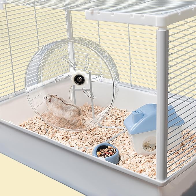 Silent Hamster Exercise Wheel - Hamster Toys Cages Accessories 9.45 Inch Running Spinner with Iron Stand Quite Runner for Small Animal Pet Gerbil Dwarf Syrian Hedgehog Rat Mouse Mice