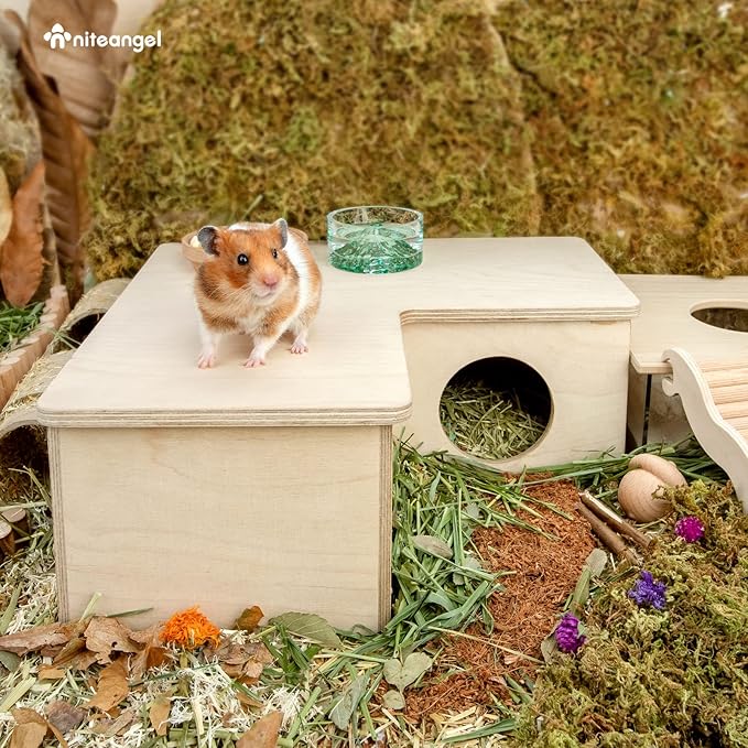 Niteangel Multi-Chamber Hamster House Maze: - Multi-Room Hideouts & Tunnel Exploring Toys for Hamster Gerbils Mice Lemmings (3-Room Large)