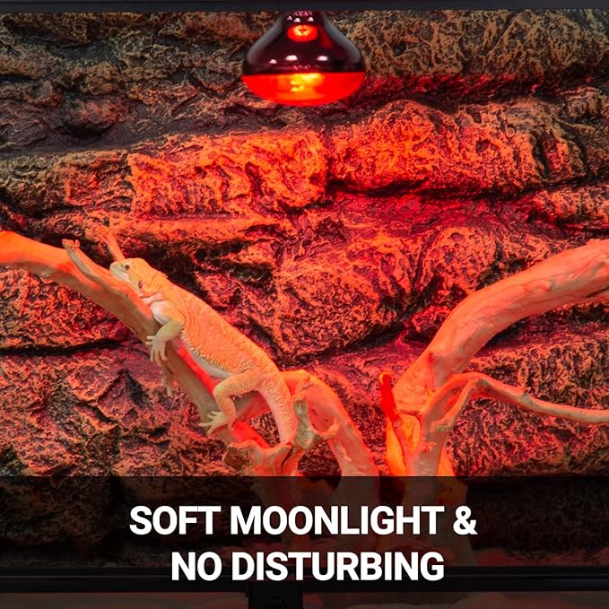 REPTI ZOO 75W Reptile Heat Lamp Bulb 2PCS Infrared Heat Emitter Red Heat Lamp for Reptile Amphibian, Infrared Basking Spot Light Bulb