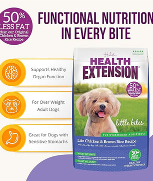 Health Extension Little Bites LITE Dry Dog Food, Chicken & Brown Rice for Small Breeds, Supports Healthy Weight, Digestion, Coat & Joint Health with Probiotics & Superfoods, 4 lb Bag (Pack of 2)