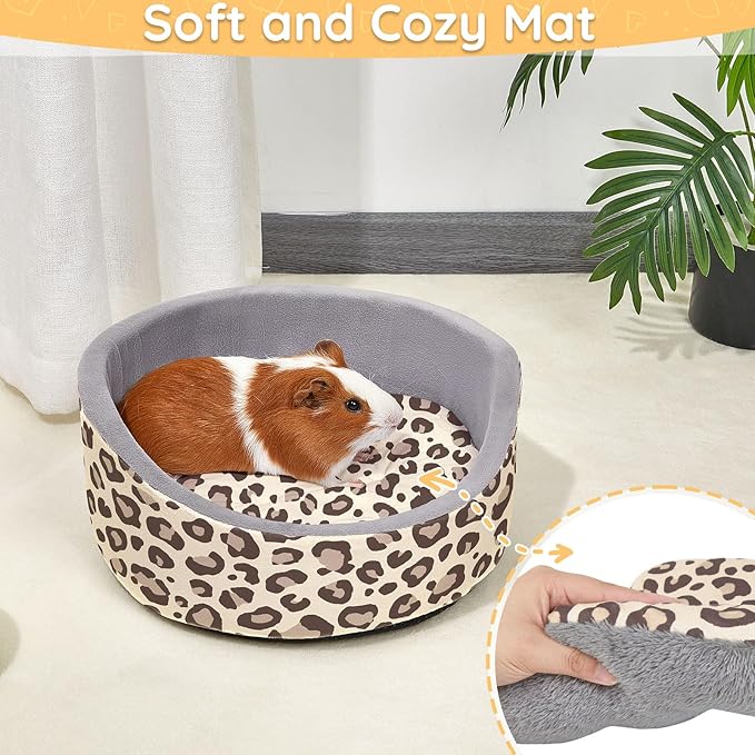 Glittme Soft Rabbit & Guinea Pig Bed - Thick Removable Mat, Machine Washable, Cozy Cuddler Cup Bed for Guinea Pig, Rabbit, Ferret
