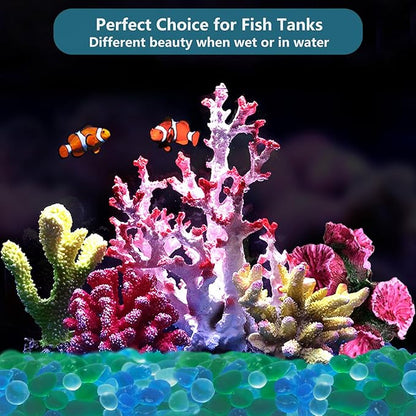 Sea Glass Stones - 0.9LB Frosted Glass Pebbles Gemstones - Perfect for Aquarium Rocks, Fish Tank Gravel, Vase Fillers, DIY Crafts, and Home Decor (Green, Aquamarine, White)