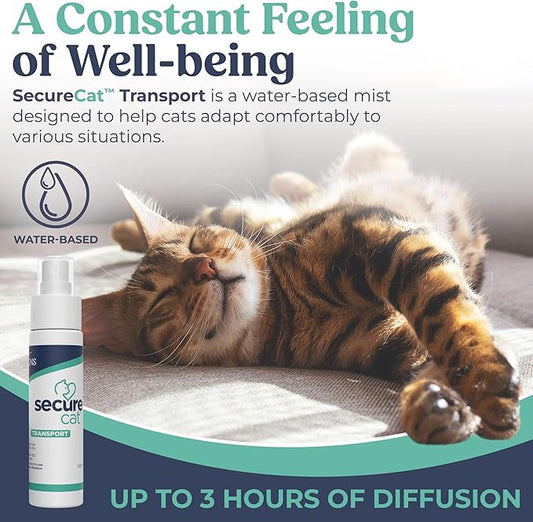 SecureCat Transport, Water Based Calming Travel Spray, Naturally Supports Calm and Well-Being, Naturally Relieving Anxiety and Stress