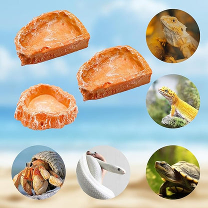 3 Pack Resin Reptile Dish for Food and Water, Hermit Crab Accessories, Hermit Crab Supplies, Hermit Crab Water Bowl, Habitat Accessories for Hermit Crab, Bearded Dragon, Gecko, Tortoise