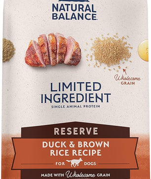 Natural Balance Limited Ingredient Adult Dry Dog Food with Healthy Grains, Reserve Duck & Brown Rice Recipe, 4 Pound (Pack of 1)