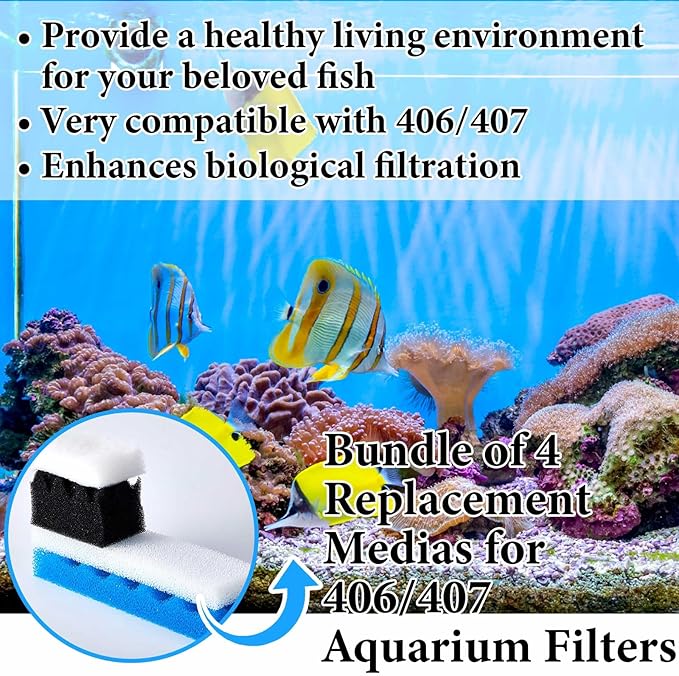 32 Pcs Compatible with Fluval 406/407 Filter Media Canister Filter Maintenance & Replacement Media Kit, Including Mesh Bags Quick Clear/Water Polishing Pads, Silicone Lubricant
