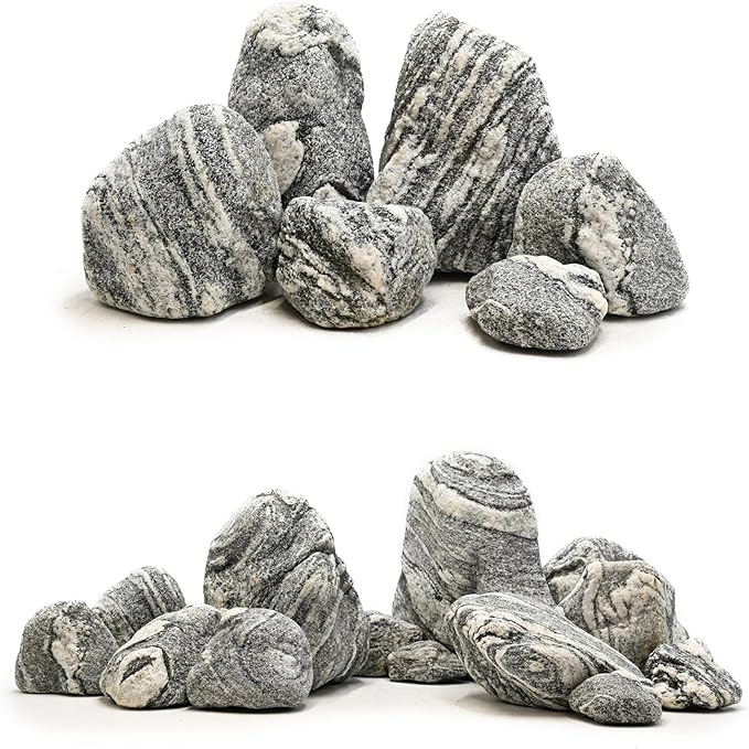 Silver Seiryu Rock Aquarium Rocks 40lb Natural Mountain Stone for Fish Tanks, Aquascaping, Terrariums, Bonsai, Garden Landscaping & Reptile Habitats(2-10inch 12-14Pcs)