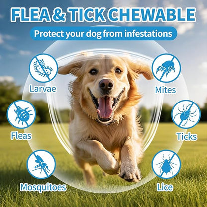 Flea and Tick Prevention for Dogs Chewables 200 Soft Treats - Oral Flea and Tick Chews Supplement, Vet Recommended Supplement Chews, Skin & Coat Support for Dogs, Puppies, All Breeds & Sizes