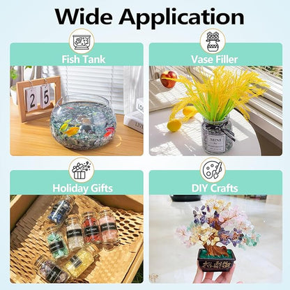 0.5 Lb/230g Fluorite Crystal Chips Stones Decorative Crystal Pebbles, Irregular Shaped Natural Quartz Stones Aquarium Gravel Rocks for Vases Filler, Garden and Fish Tank Decoration