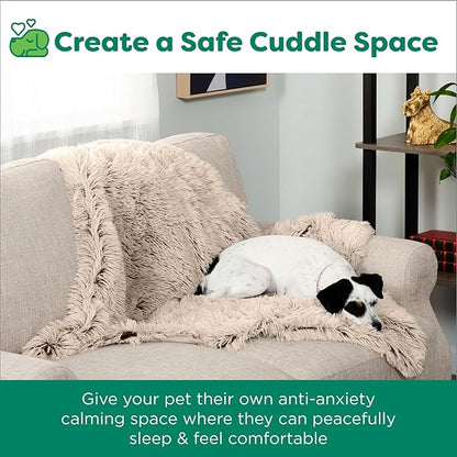 Furhaven Waterproof Throw Blanket for Dogs & Indoor Cats, Washable - Shaggy Plush Calming Long Faux Fur & Velvet Dog Blanket - Driftwood, Large