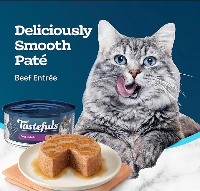 Blue Buffalo Tastefuls Wet Cat Food Paté, Made with Natural Ingredients, Beef Entrée, 5.5-oz Cans (24 Count)