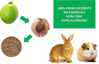 Small Animal Bedding – 20 Liter – Natural Coco Chip Substrate with Activated Charcoal Odor Control – for Chicken Coop, Rabbit Cage, Hamster Habitat, Reptile Terrarium & Snake Tank