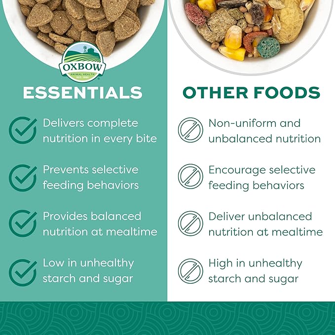 Oxbow Essentials Rat Food, Pet Food for Adult Rats, All-Natural Vitamin & Mineral Rich Formula, Veterinarian Recommended, Oxbow Animal Health, Rodent Pellets, Made in USA, No Artificials, 3 lb. Bag