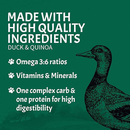 Canine Caviar - Open Sky: Duck & Teff Alkaline Dry Dog Food, Limited Ingredients, Gluten-Free, Based on Science & Research, Veterinary Alternative Diet (11 Pound Bag)