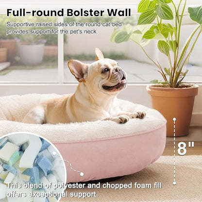 Love's cabin Round Donut Cat and Dog Cushion Bed, 30in Pet Bed for Medium or Large Dogs, Anti-Slip & Water-Resistant Bottom, Soft Durable Fabric Pet beds, Washable Calming Cat & Dog Bed Pink