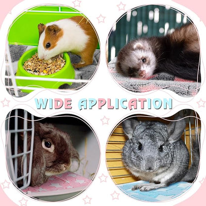 Haull 4 Pcs Waterproof Guinea Pig Bedding Winter Guinea Pig Bed Plush Cage Liners Soft Dog Cat Mat Reversible Winter Cozy Animal Pee Pad Hamster Bed Mat for Bunny(Cute Star,13 x 10 Inch)