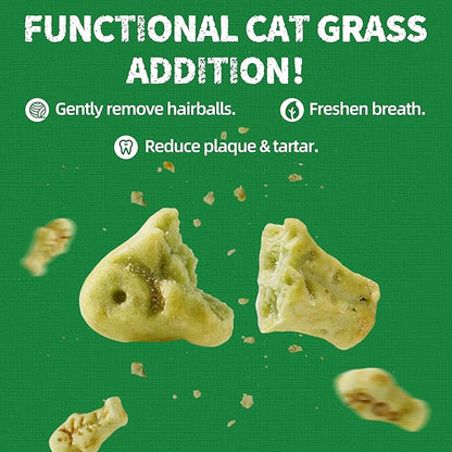 Just Try 36 OZ Cat Treats for Indoor Cats Hairball Control Natural Salmon Healthy Cat Grass Treats Kitten Snacks Training Biscuits Catnip for Cats Dental Care