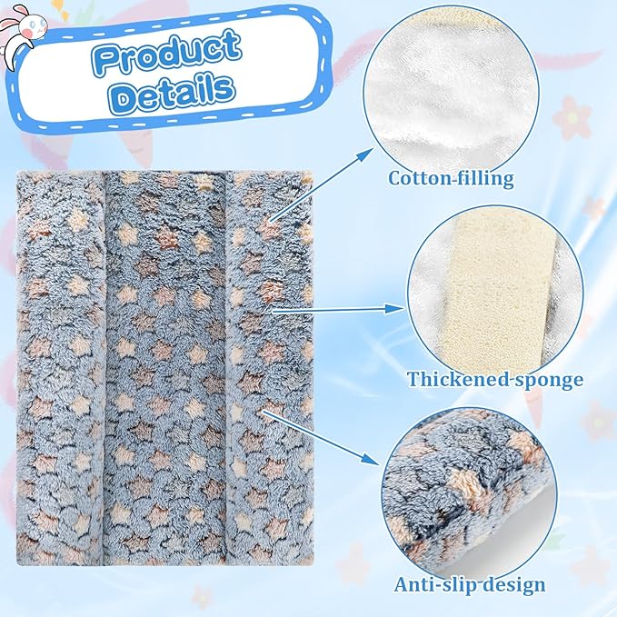 15.7X14 Inch Rabbit Bed, Padded Concave Bed for Small Animals, Cuddle Cushion Plush Mat with Cotton Lounger Pillows for Guinea Pigs, Hamsters, Rabbits, Rats and Bearded Dragons