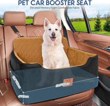 Dog Car Seat for Medium/Large Dogs,Dog Booster Seat for Dog Under 50lbs or 2 Small Dogs, Detachable and Washable Pet Car Seat,Multi-Functional Travel Dog Bed & Dog Sofa(Black/Brown)