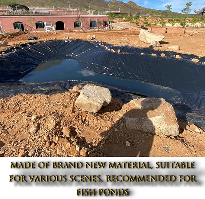 HDPE Pond Liner Garden Pool Waterproof Membrane Durable Flexible Fish Pond Preformed Liners for Fishponds Ponds Protection Reinforced Landscaping(Size:8 * 8m,Color:20S)