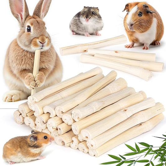Sofier 300g Sweet Bamboo Chew Sticks for Rabbit, Bunny, Guinea Pig, Hamster - Natural Handmade Treats and Chews for Teeth - Chinchilla, Rat, Gerbil Toys