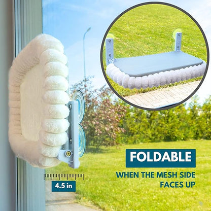 Cat Window Perch — Premium Cat Window Hammock with 4 Large Suction Cups & Soft Bubble Cushion; Strong Rustproof Metal Frame Window Bed Holding 40lbs; Easy Assembly Perch for Indoor Cats; White