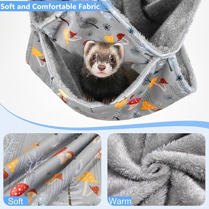 Glittme 3-Layer Ferret Hammock Soft Guinea Pig Hammock Washable Rat Hammock Hamster Cage Accessories Cozy Ferret Bed Toys for Small Animals Pet Sugar Glider