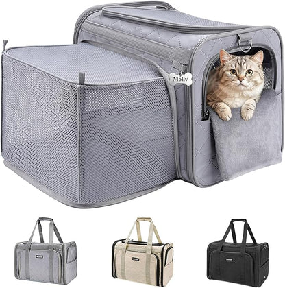 MIDOG Cat Carrier Soft for Small to Medium-Sized Cats,Up to 15 Lbs, TSA Airline Approved Soft Sided Pet Carrier,Collapsible Travel Cat Carry Bag(Grey)