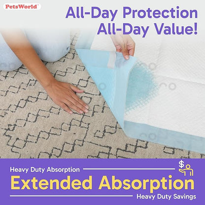 PETSWORLD Enormous Dog Training & Potty Pads, 37x54 inch - Tear Resistant with Strong Leak-Proof Backing, Optional Adhesive Tape, 600 Count