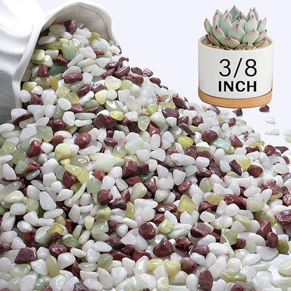 NUPICK 12 lbs Pebbles for Indoor Plants, 3/8 Inch Pea Gravel for Fish Tank, Polished Decorative Rocks for Succulent, Natural River Stones for Vases, Cactus, Landscaping, Bird Bath, Colorful Mixed