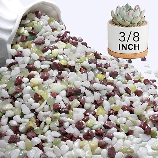 NUPICK 12 lbs Pebbles for Indoor Plants, 3/8 Inch Pea Gravel for Fish Tank, Polished Decorative Rocks for Succulent, Natural River Stones for Vases, Cactus, Landscaping, Bird Bath, Colorful Mixed