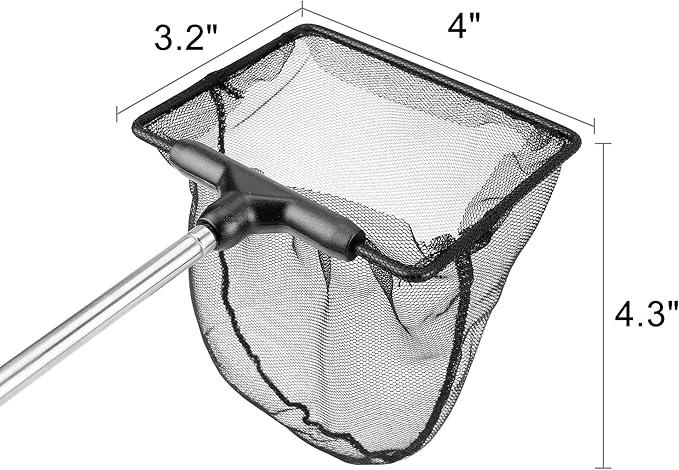 Aquarium Net with Extendable Stainless Steel Long Handle, Fine Mesh for Fish Tank