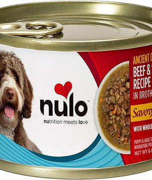 Nulo Ancient Grains Savory Stew with Whole Ingredients Puppy & Dog Food, Beef and Seabass in Broth, 6.0 Ounce, 8 Cans