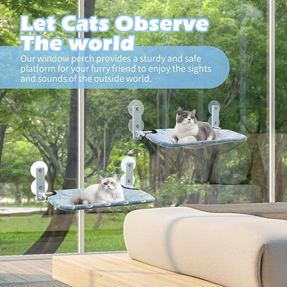 Glow in the Dark Cat Hammock with Cordless Cat Bed, 4 Strong Suction Cups, Warm Soft Zipper Cushions, Moon, Large