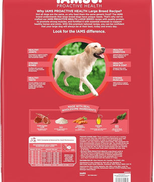IAMS Proactive Health Large Breed Adult Dry Dog Food Lamb & Rice Recipe, 15 lb. Bag