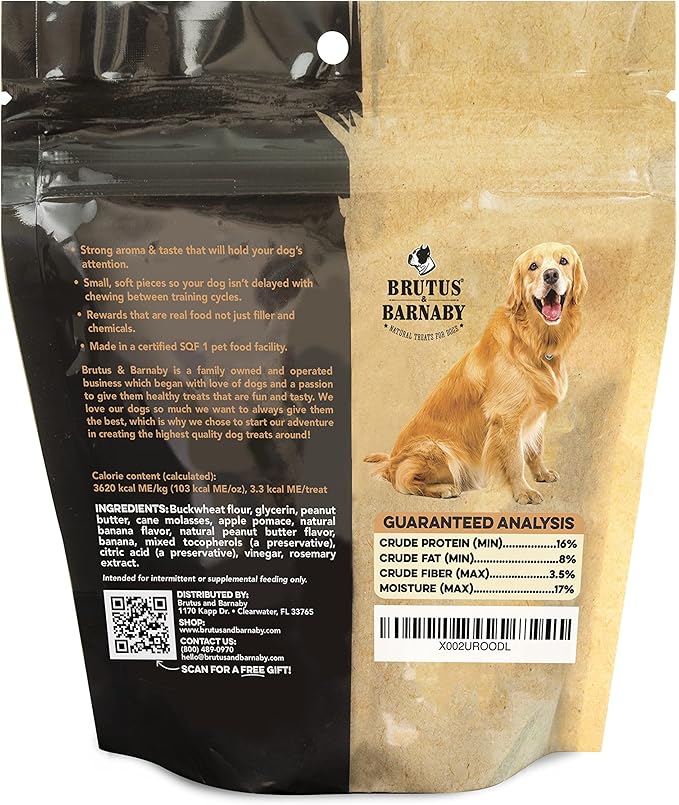 Training Treats for Dogs - Peanut Butter & Banana - All-Natural Healthy Low Calorie Vegan Dog Training Treats - Great to Use for Rewards in Training Your Puppy Or Dog