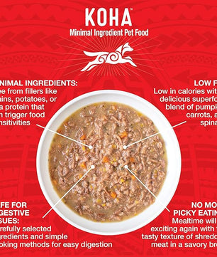 KOHA Pure Shreds Beef Entrée for Dogs, 12.5oz Cans (Pack of 12)