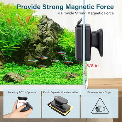 hygger Aquarium Magnetic Glass Clean Tool, Algae Scraper for 0.6 Inch Thick Fish Tank Floating Scrubber Brush with Two Detachable Blades