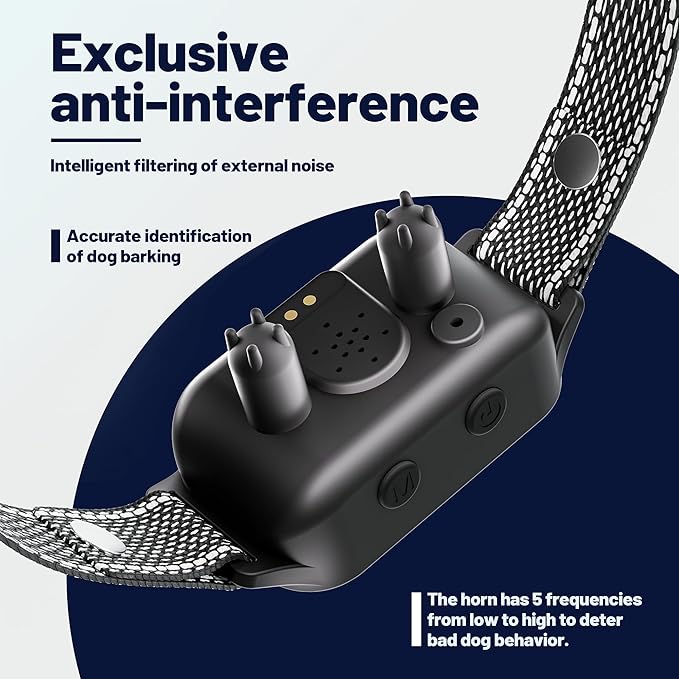 JEUJE Dog Bark Collar,Bark Collar for Large Medium Small Dogs,Anti Barking Training Collar with 7-Level Sensitivity + 5 Safety Modes Humane Training System