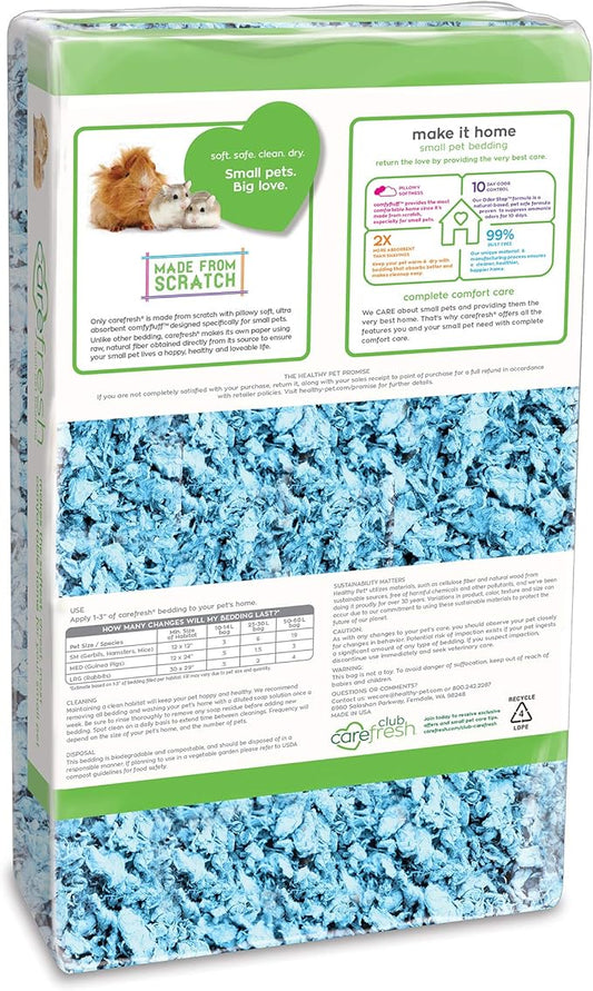 Carefresh 99% Dust-Free Blue Natural Paper Small Pet Bedding with Odor Control, 23 L (Pack of 2)