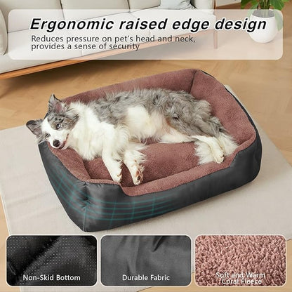 Dog Bed for Small Dogs - Washable Dog beds with Sides, Comfortable and Breathable Pet Couch Bed with Non-Slip Bottom, Black
