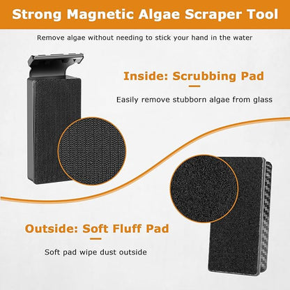 hygger Magnetic Fish Tank Cleaner, Aquarium Glass Cleaner with 2 Detachable Algae Scraper Blade, Floating Scrubber Brush for 1/5"-1/2" Glass/Acrylic Thick Tank, Strong Magnet Algae Remove Tool, M